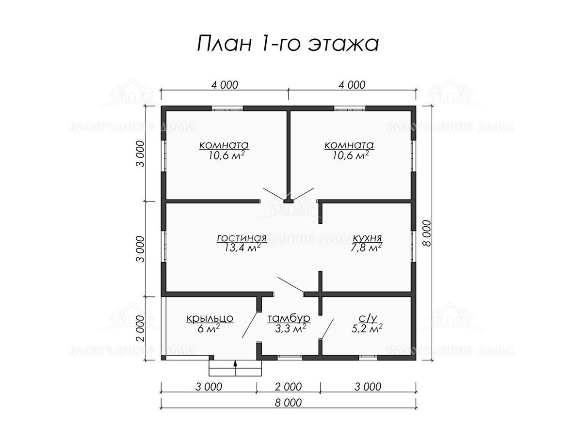 Дом из бруса 8x8 «Нелидово». Постройте проект «Нелидово» всего за 15-25  дней за 0 руб. – в СК «Вологодские дома»